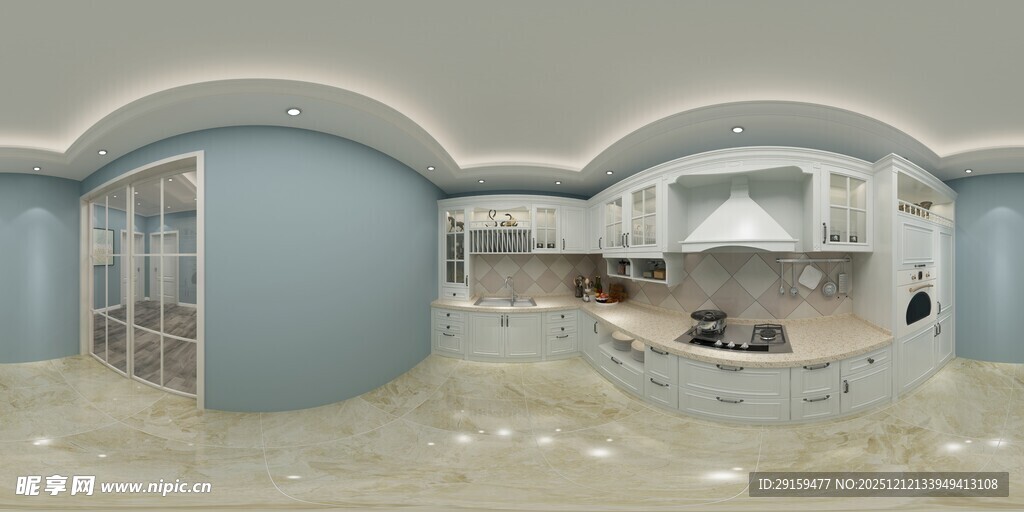 现代弧形厨房室内设计图