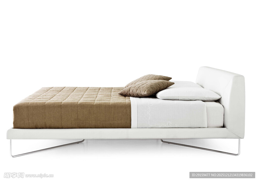 现代简约风格白色双人床