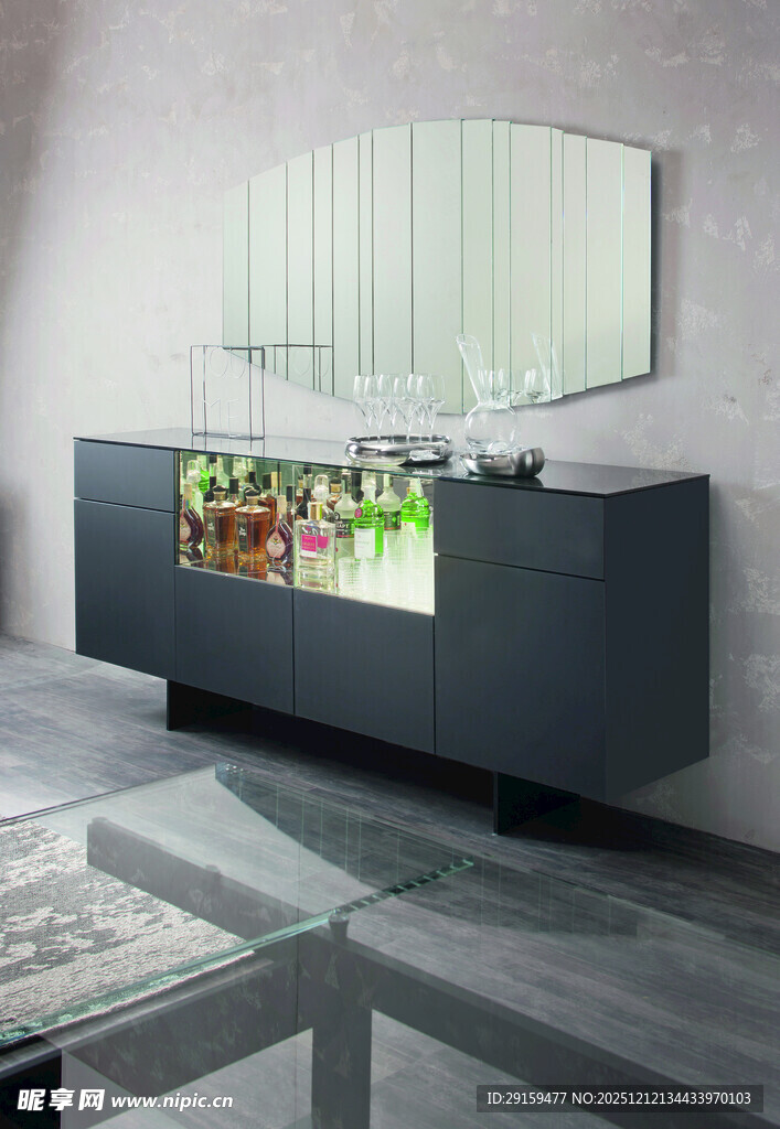 现代简约风格电视柜与镜