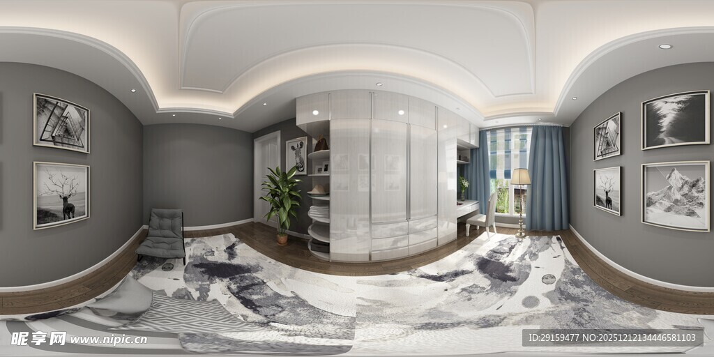 现代简约风客厅全景展示