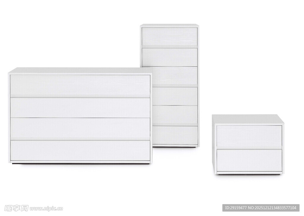 白色条纹收纳盒三件套