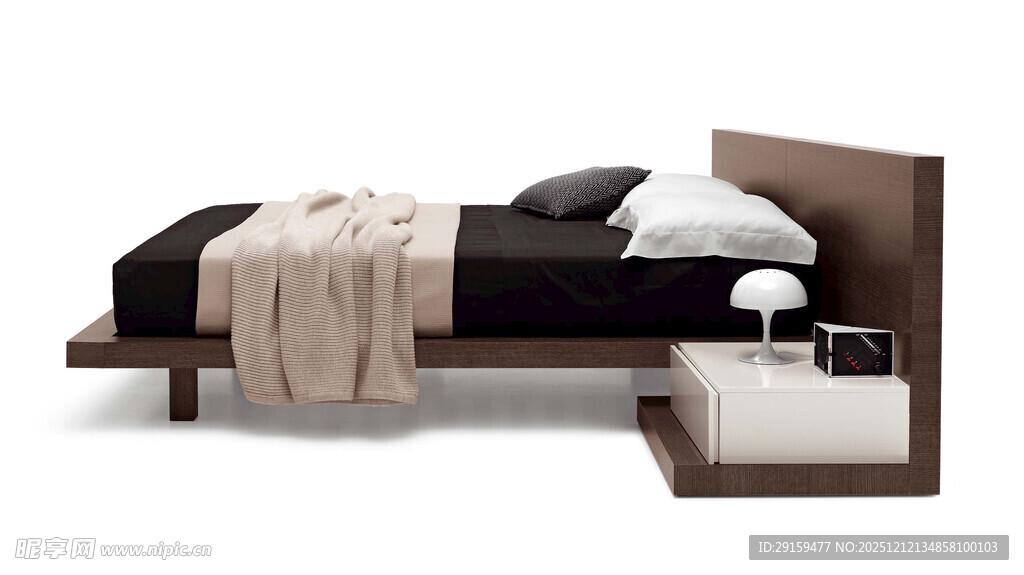 现代简约风格木质双人床