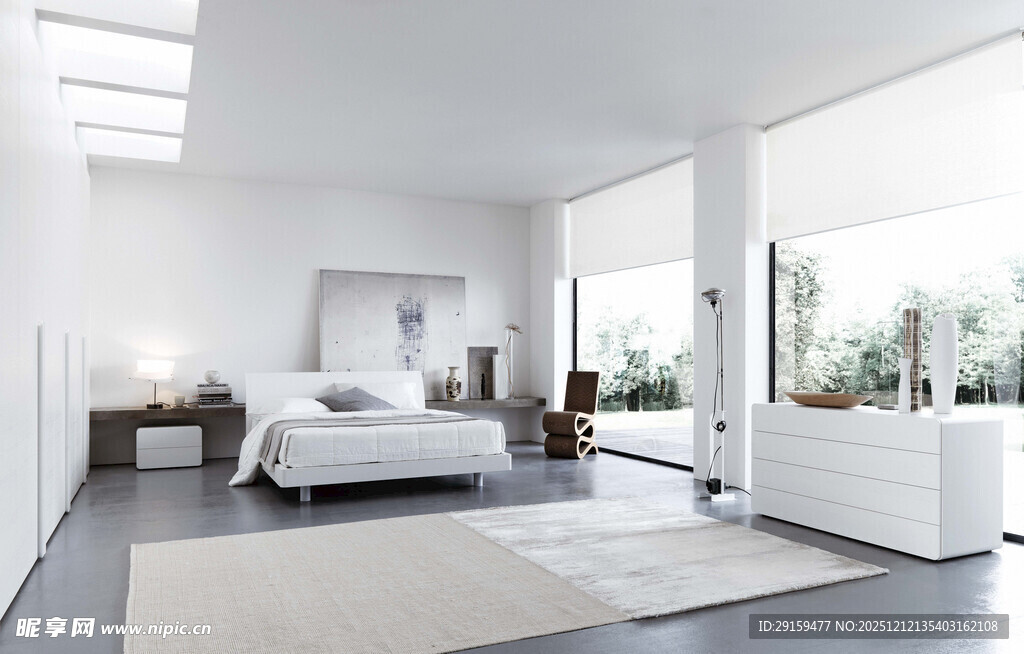 现代简约风的明亮卧室