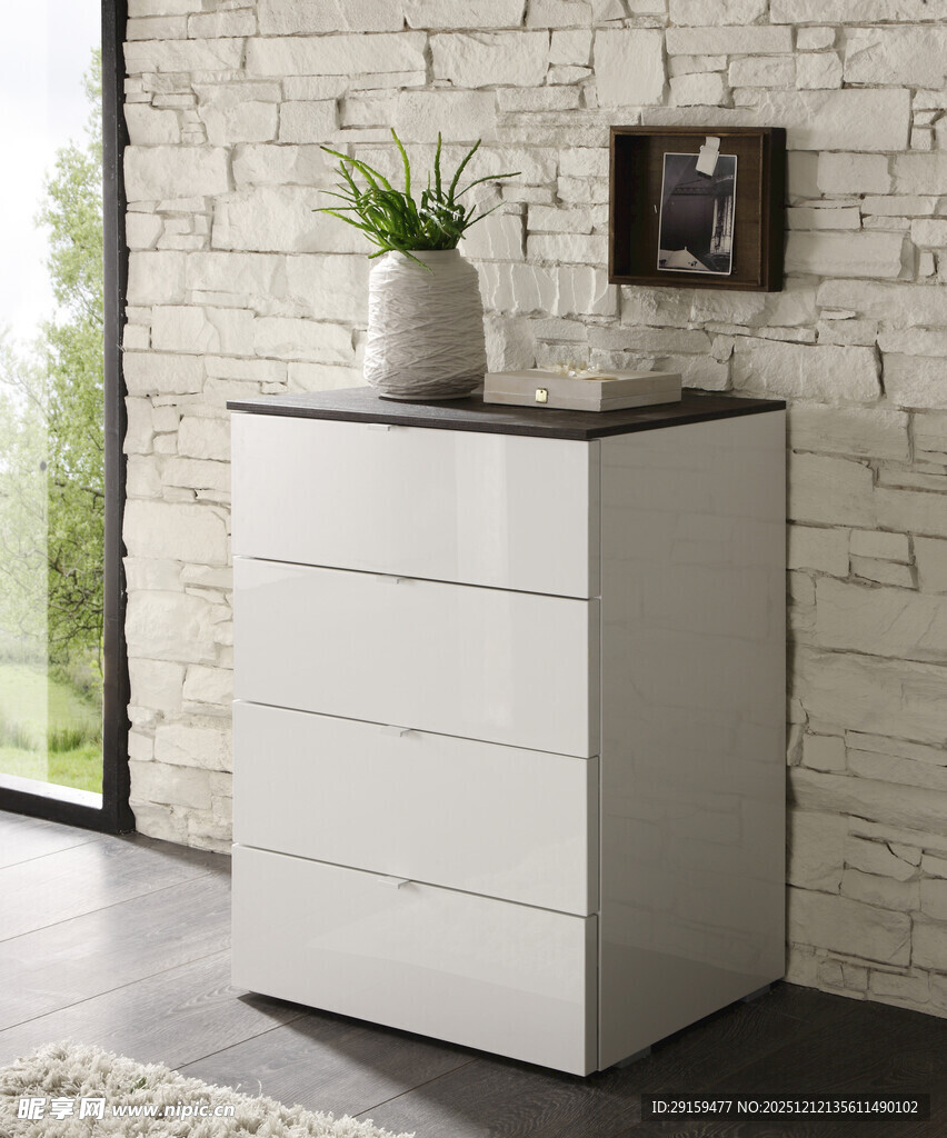 现代简约白色抽屉式储物柜