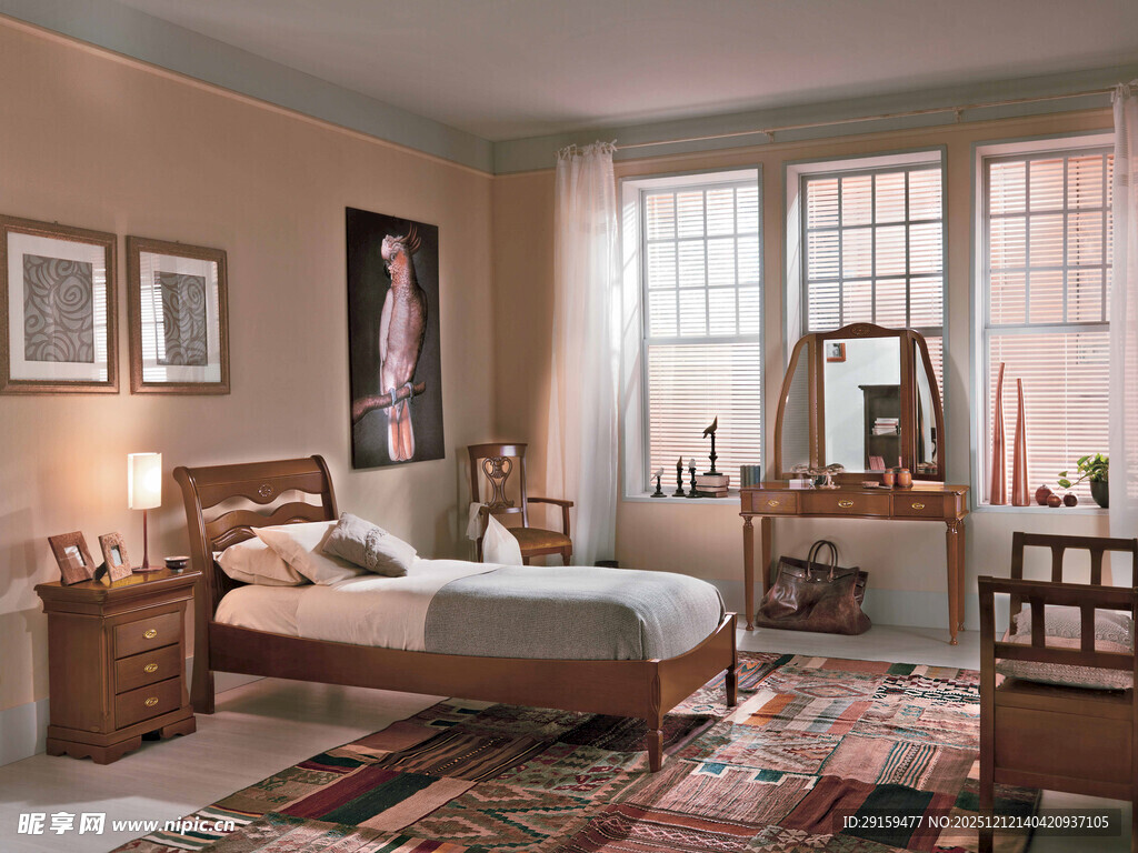 温馨复古风卧室室内场景
