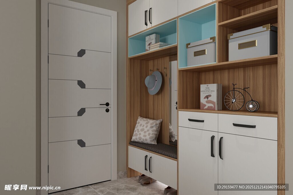 简约室内鞋柜与收纳架设计