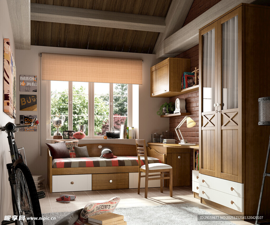 简约温馨的木质书房空间