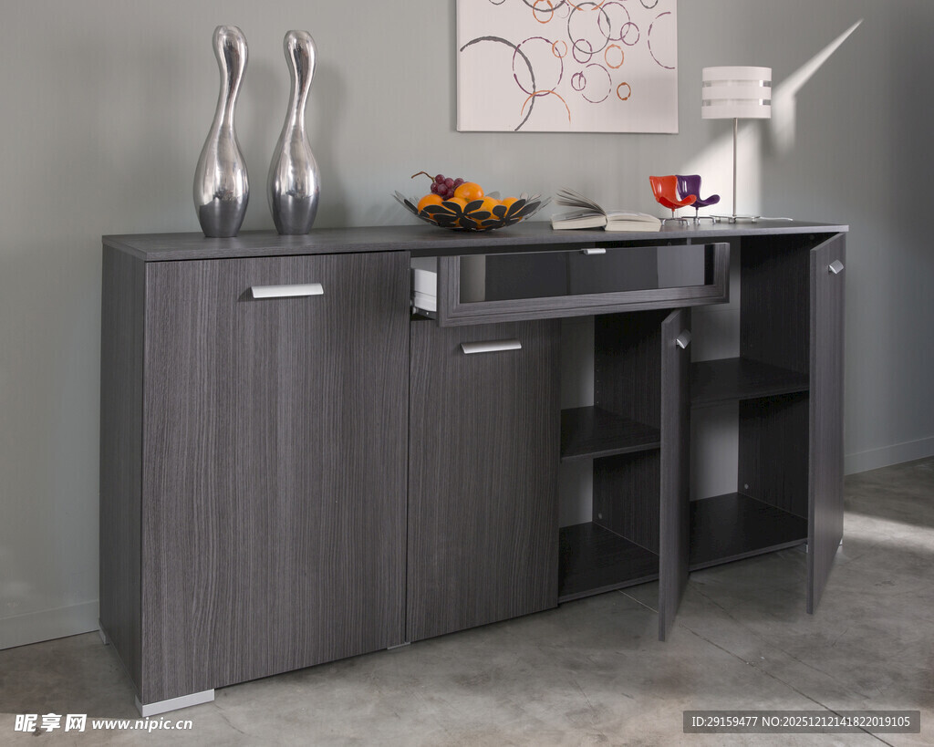 现代简约风格灰色储物柜