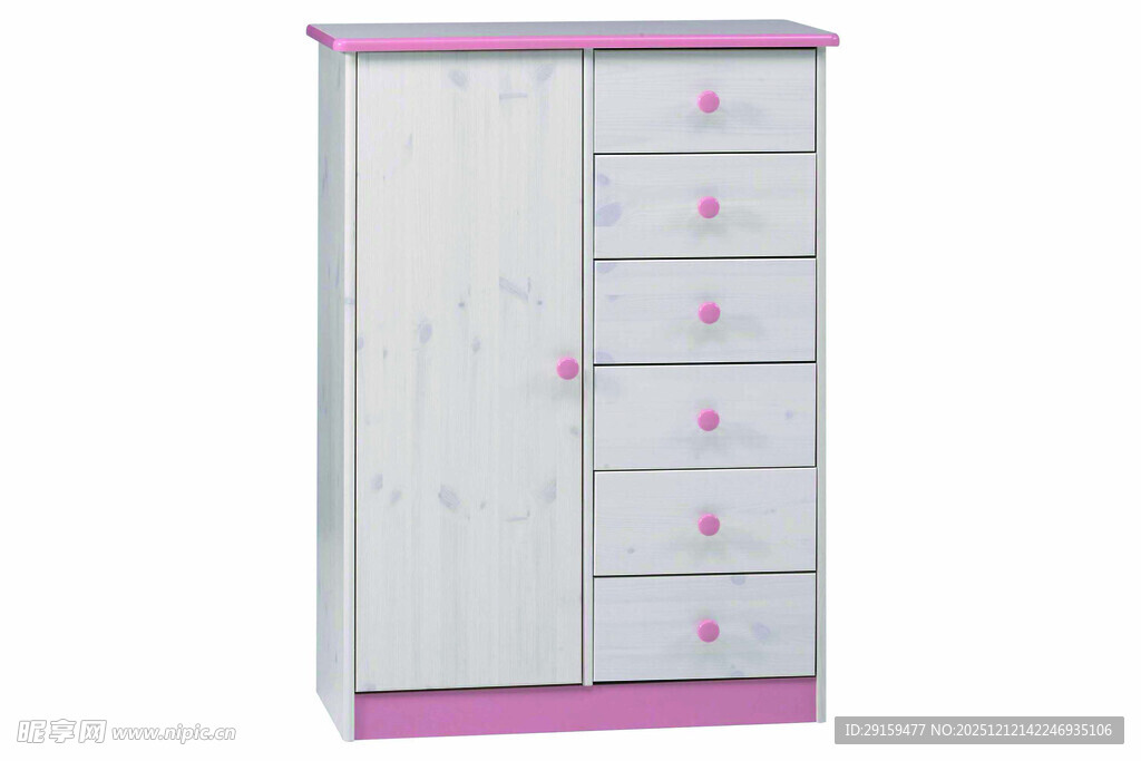 粉色白色相间儿童衣柜