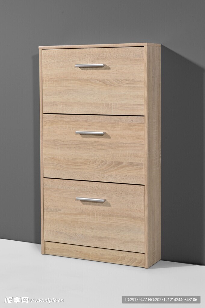 浅木色三抽屉储物柜