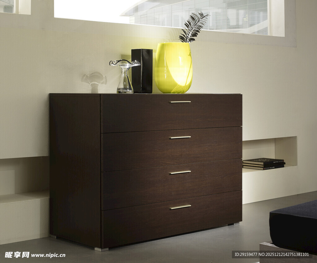 深棕色简约抽屉式收纳柜