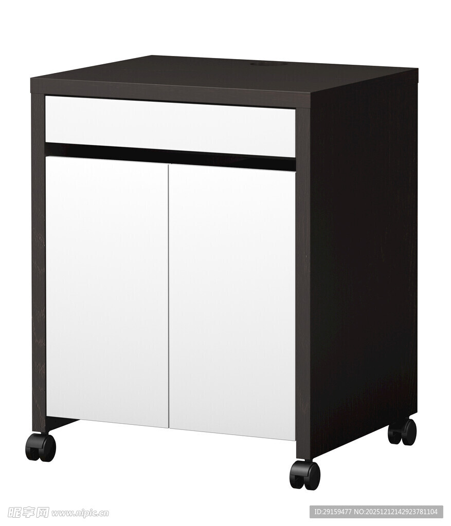 带轮黑白双门抽屉式柜子
