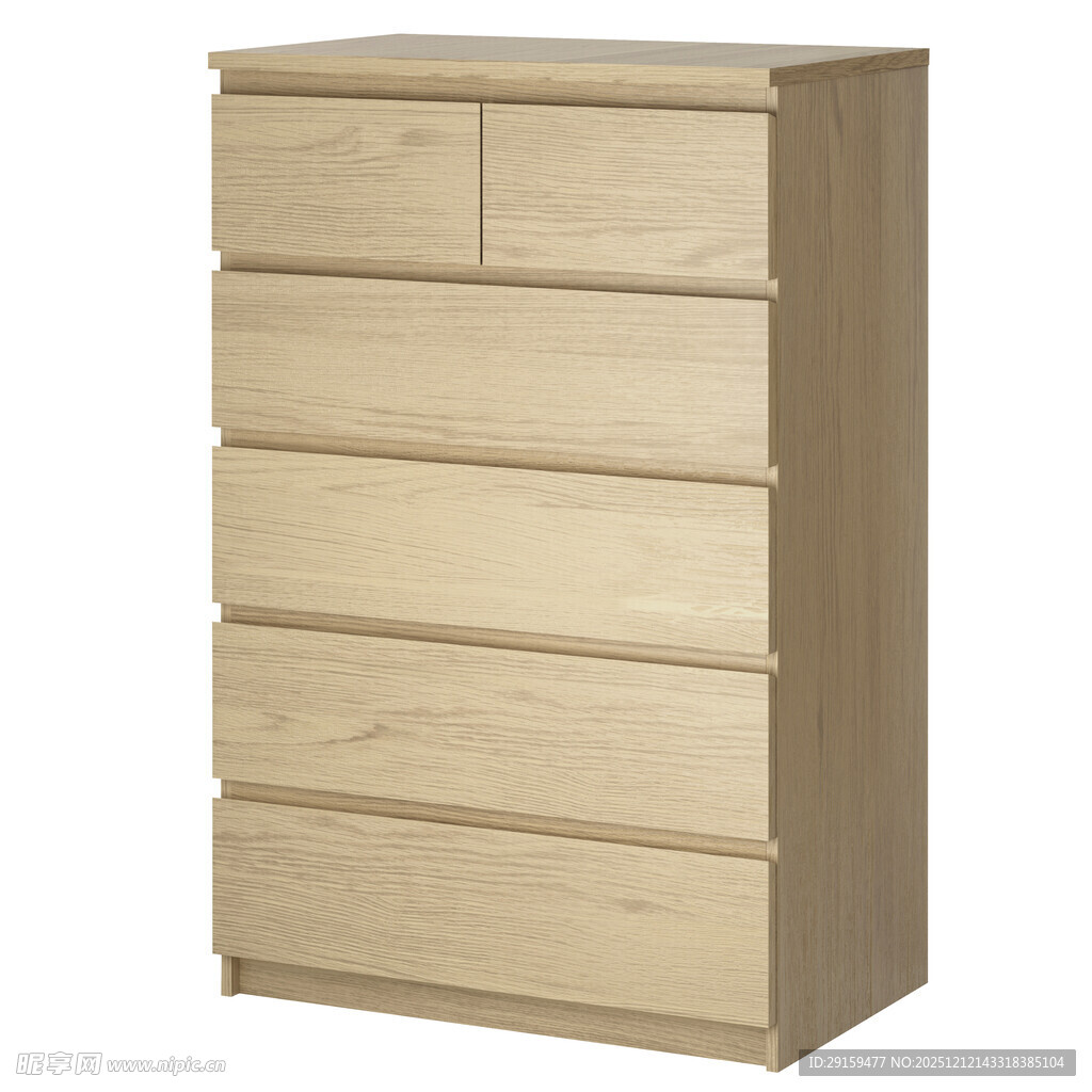 浅木色五斗抽屉收纳柜