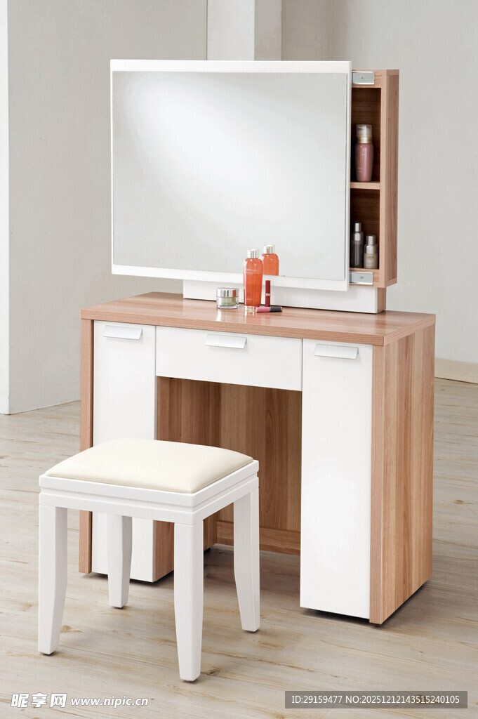简约现代梳妆台及配套小凳