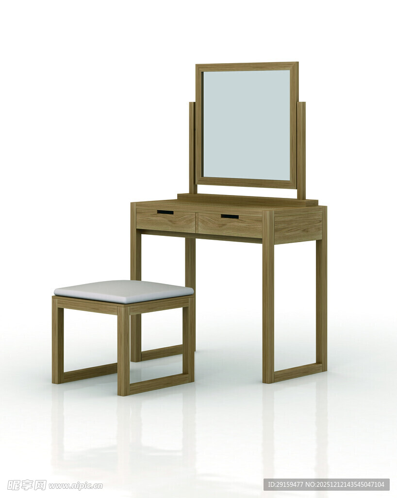简约木质梳妆台配小凳