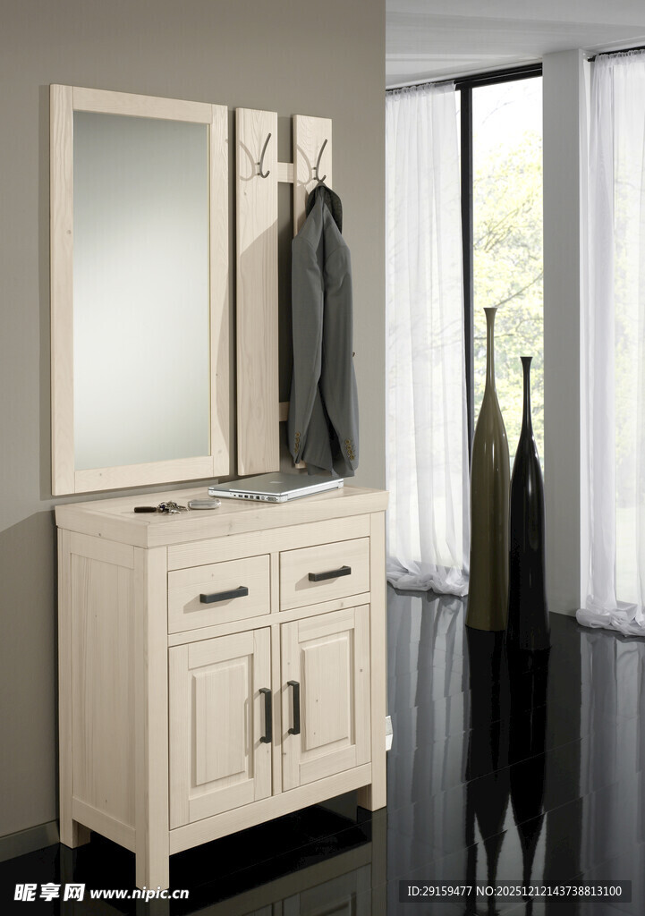 简约白色浴室柜带镜组合