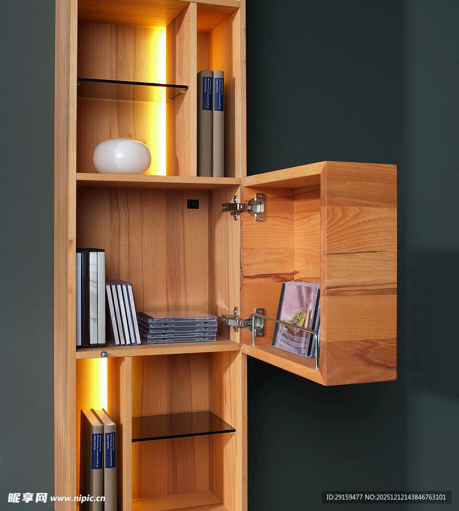 木质壁柜书架简约多功能