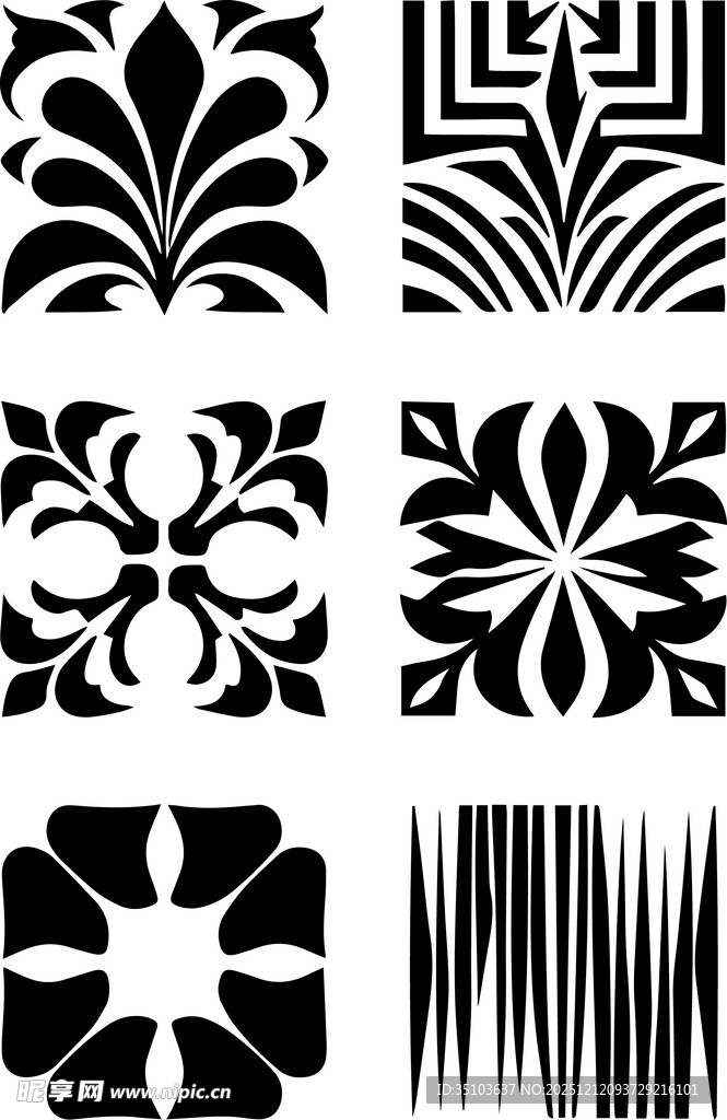 黑白花纹图案设计素材