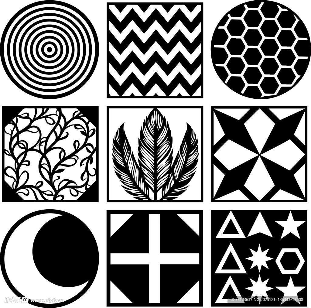 几何与自然元素图案集合