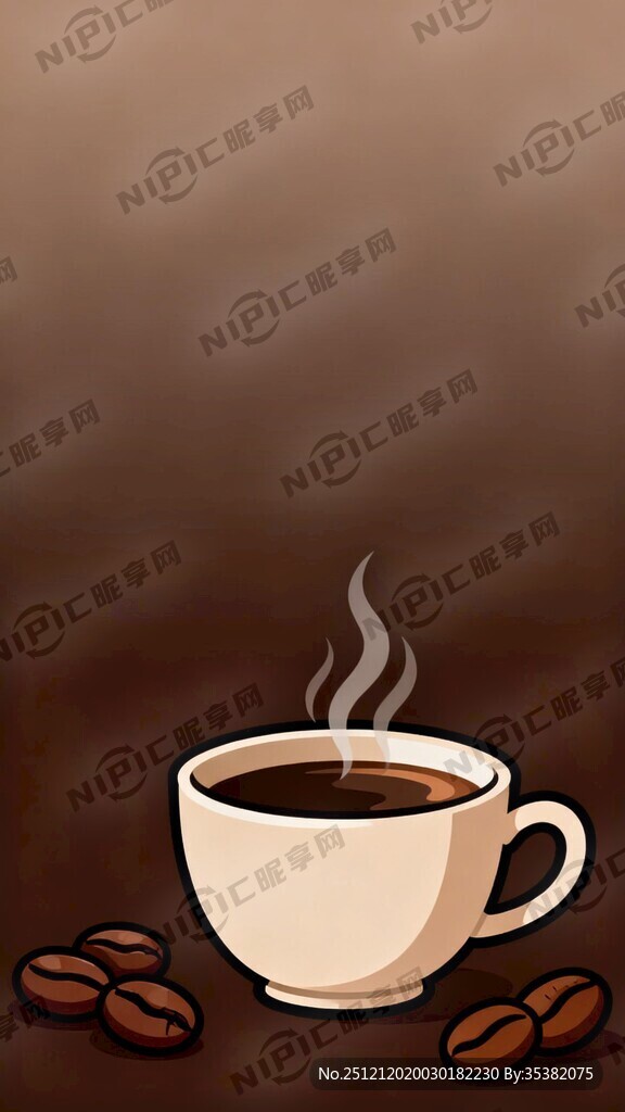 中间一个冒着热气的咖啡杯子