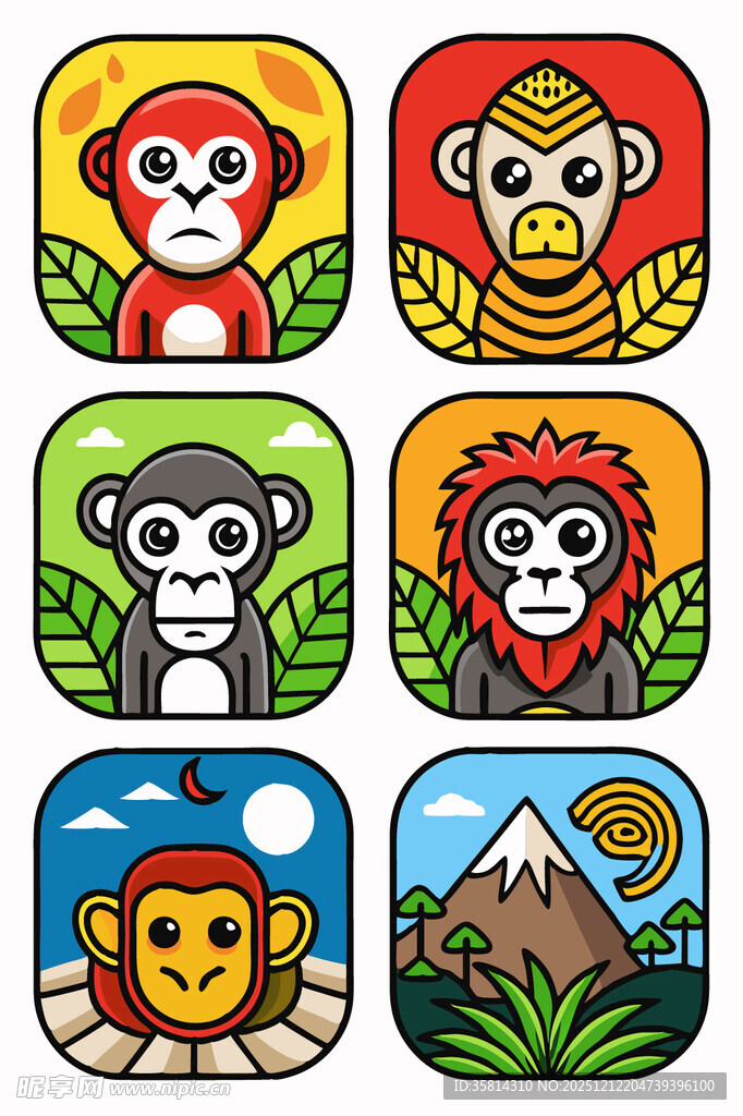 动物卡通图标集合