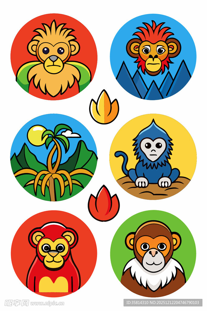 多彩动物头像图标