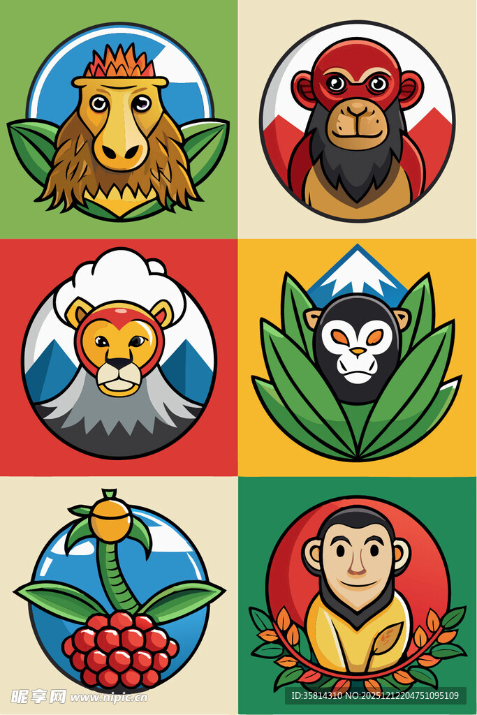 多彩动物卡通形象集合