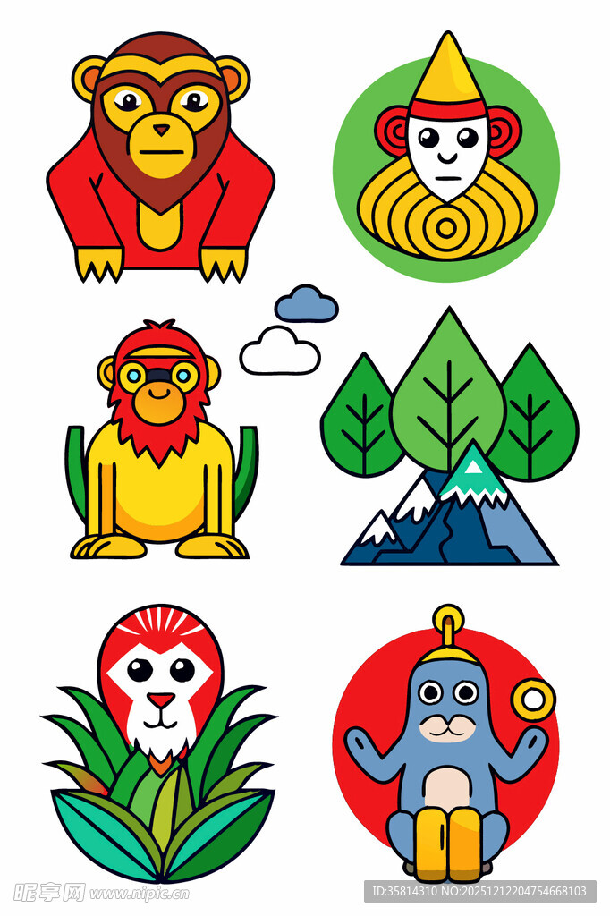 多彩神话动物与自然图标