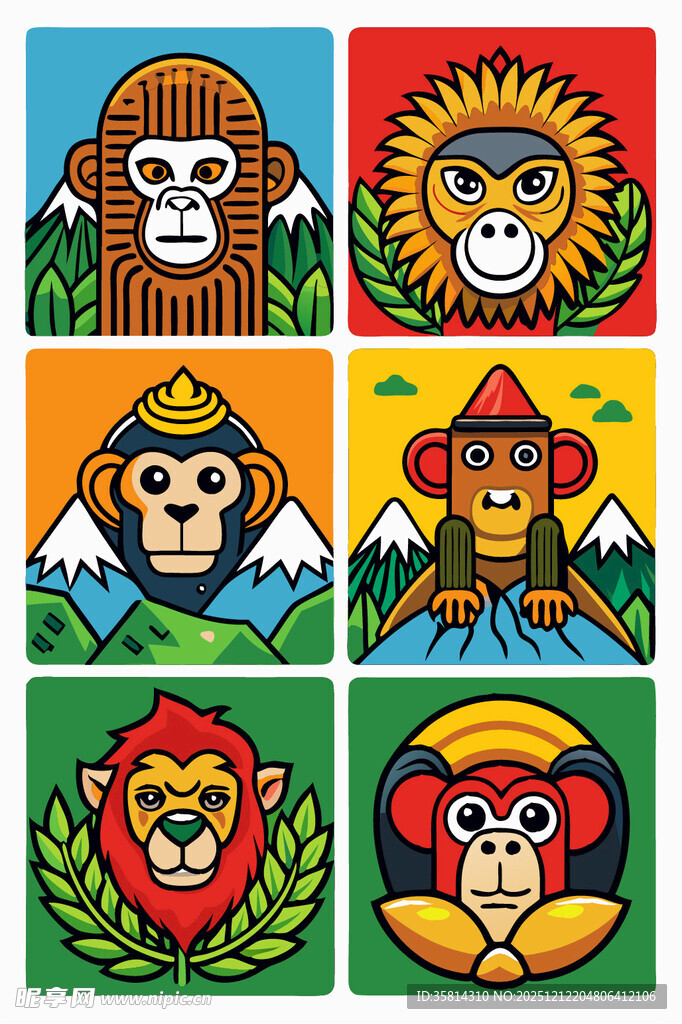 动物头像插画集合