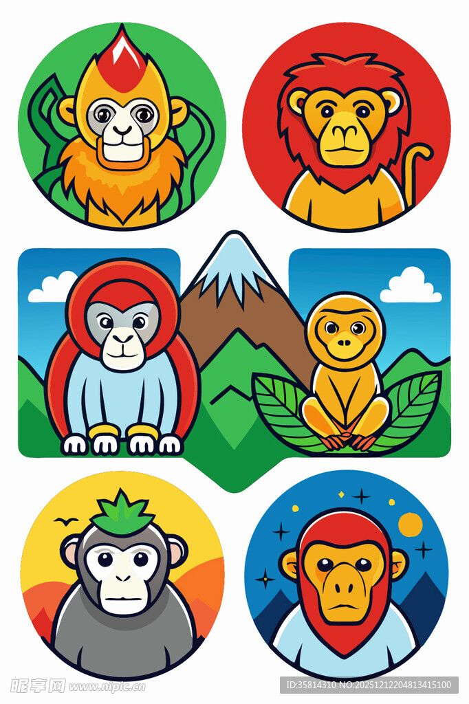 动物卡通形象插画集合