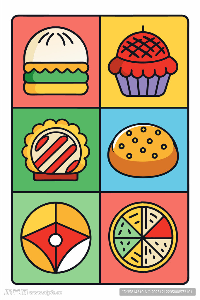 多彩美味糕点图标集合