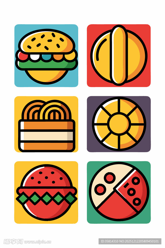 多彩美食图标集合