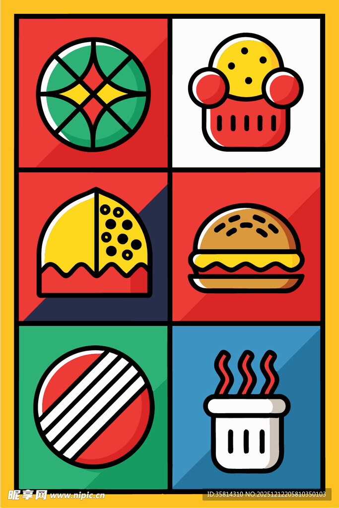 多彩美食图标集合