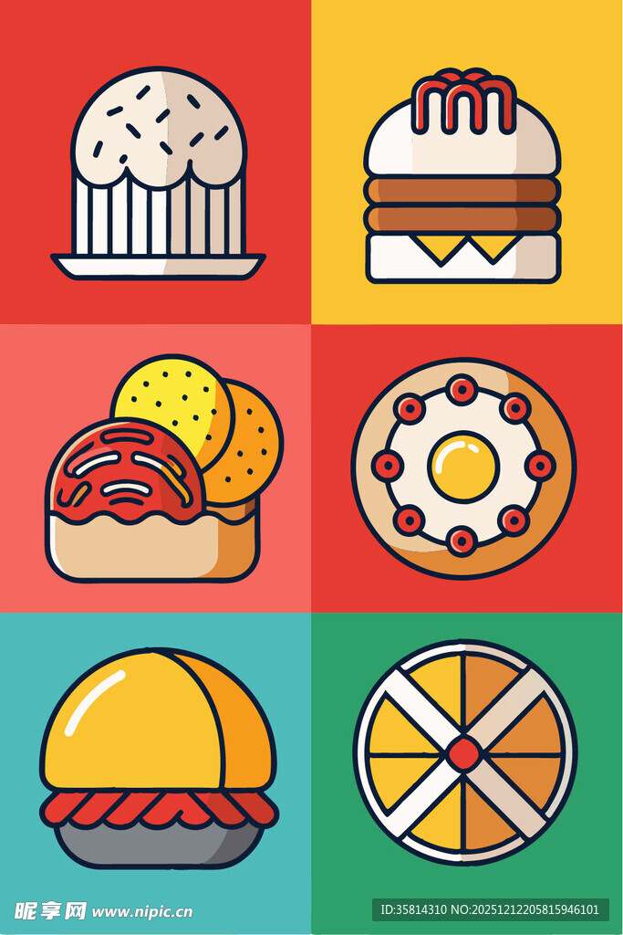 多彩美味糕点与甜点集合