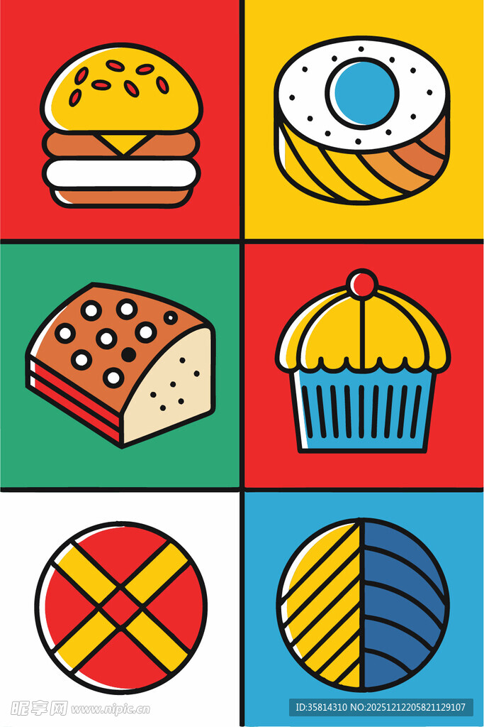 多彩美味糕点图标集合