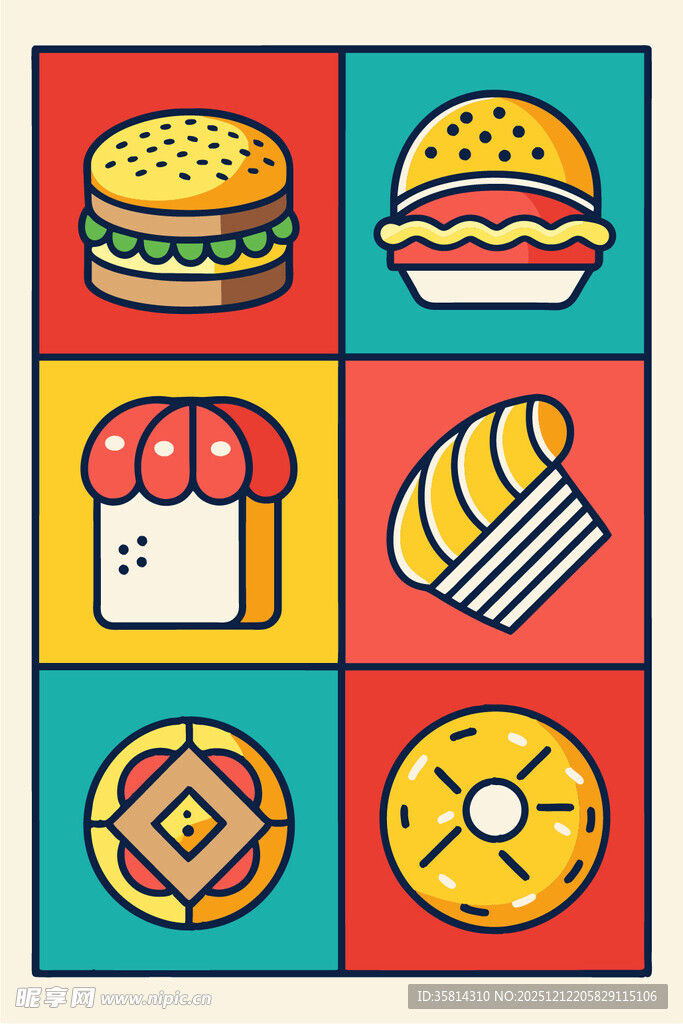 多彩美味的各式糕点汉堡