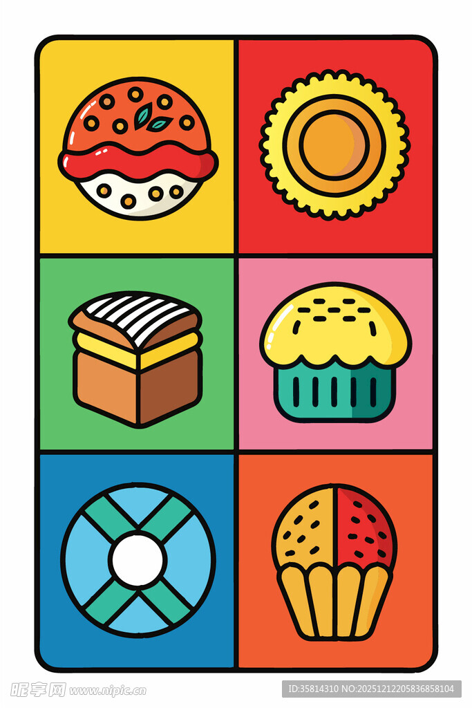 多彩美味糕点图标集合