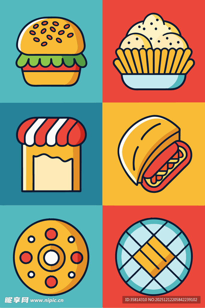 多彩美味快餐食品集合