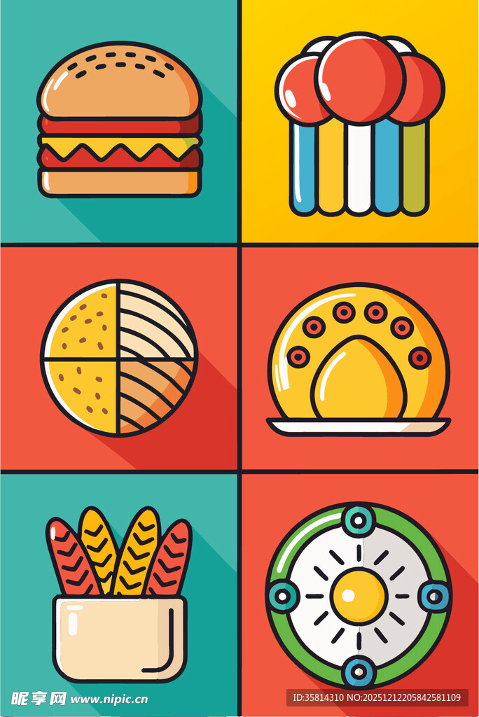 多彩美食图标集合