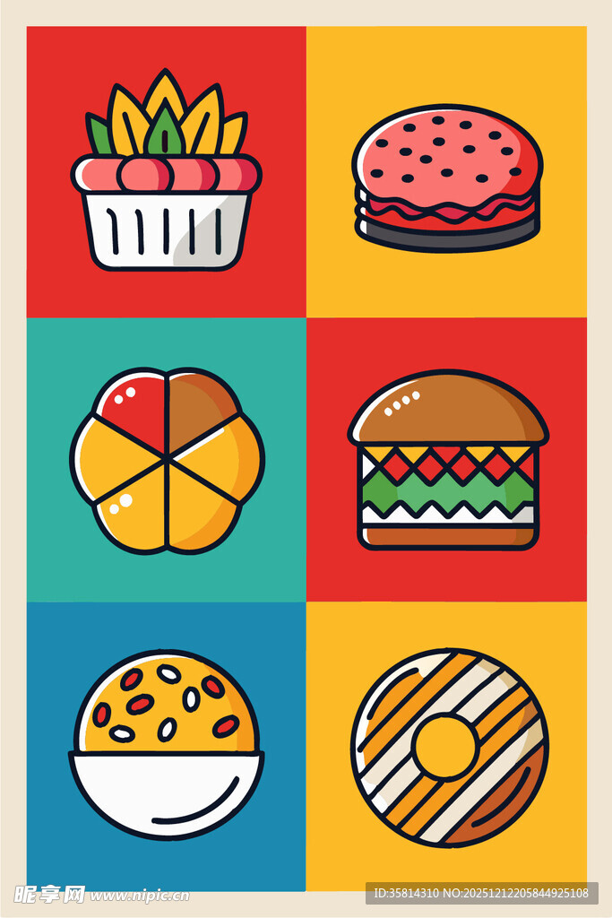 多彩美味的各式食物集合