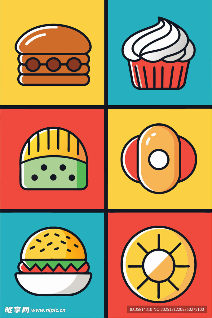 多彩美味的卡通食物集合