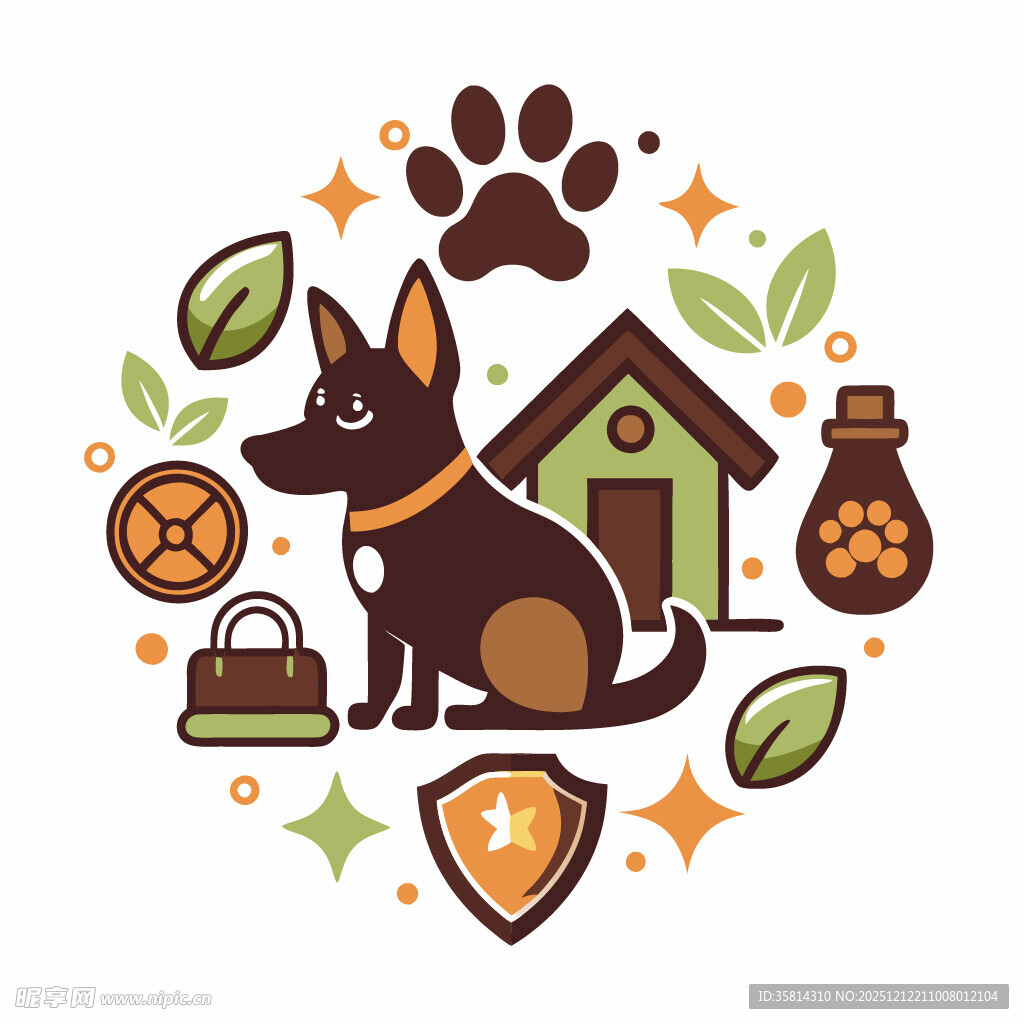 可爱宠物元素插画