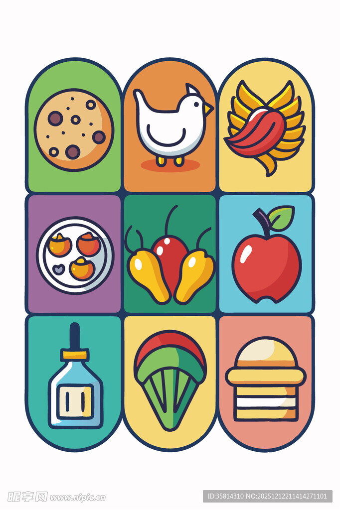 多彩美食图标集合