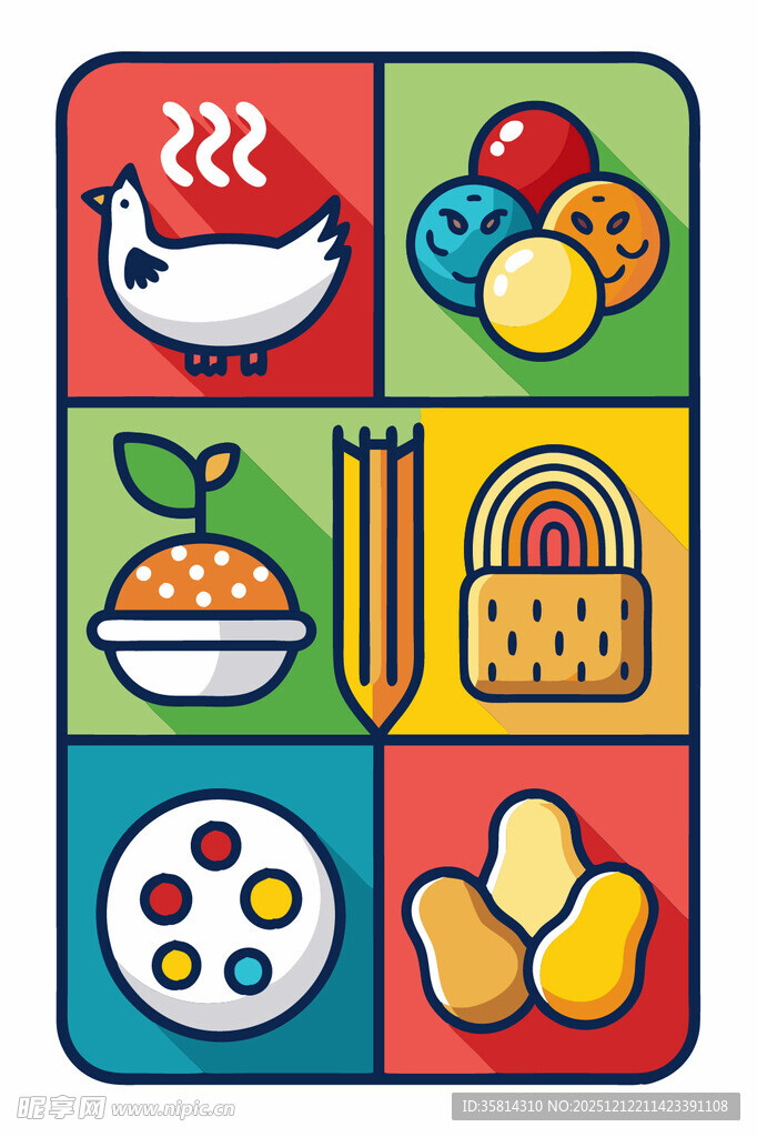 多彩美食与艺术用品集合