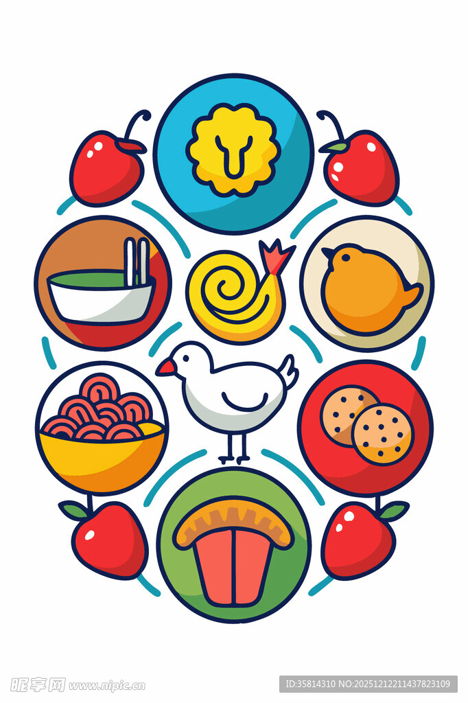 多彩美食图标集合