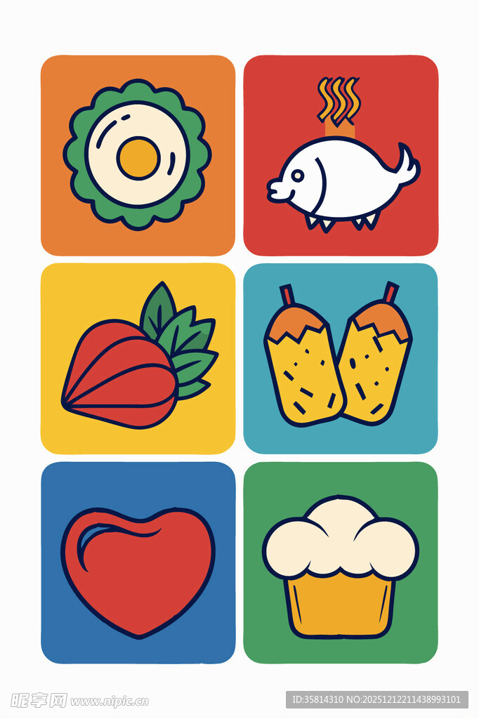 多彩食物图标集合