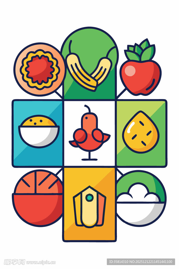 多彩食物图标集合
