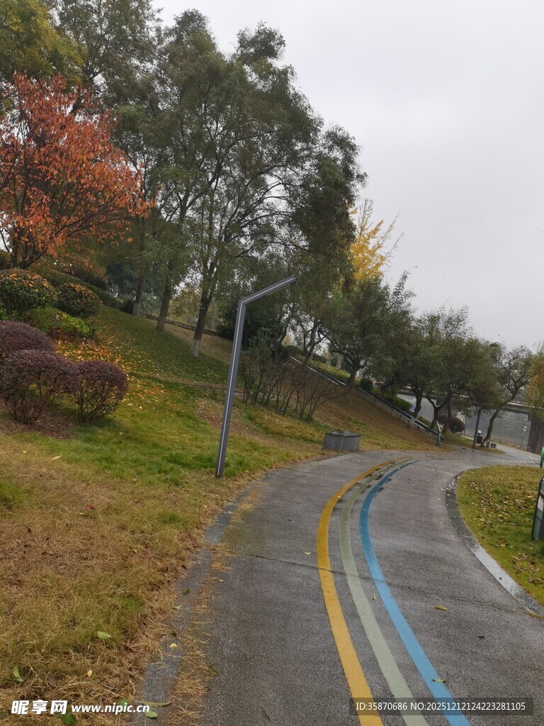 秋日蜿蜒多彩骑行小路