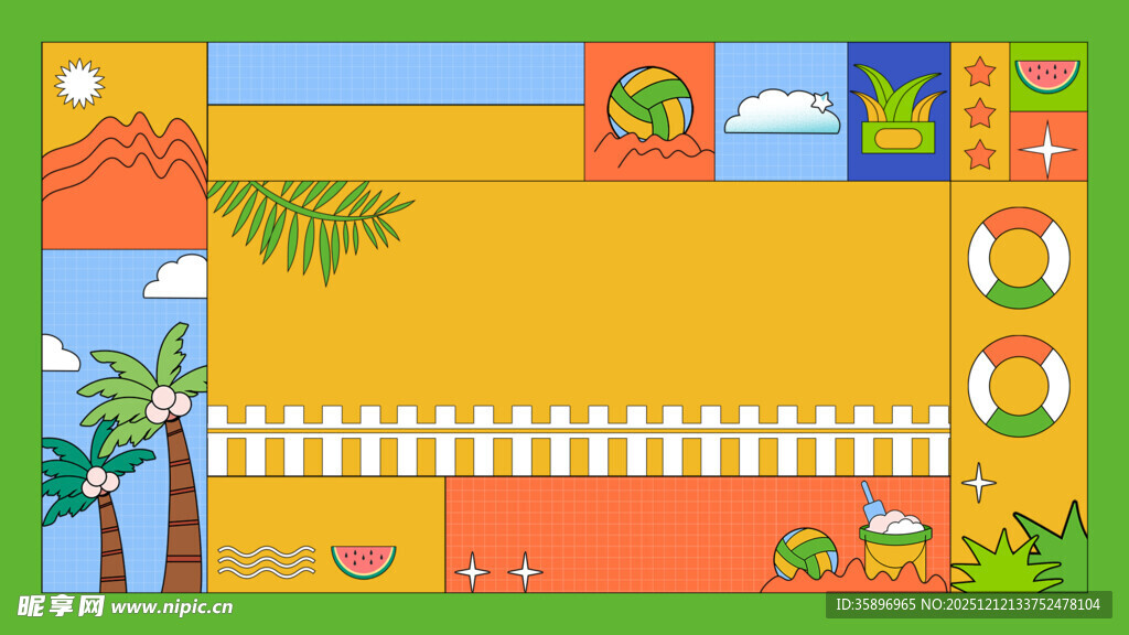 热带风情儿童插画场景