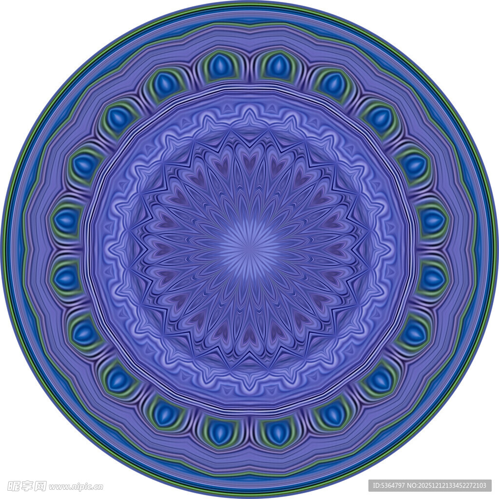 紫色曼陀罗花纹圆形图案